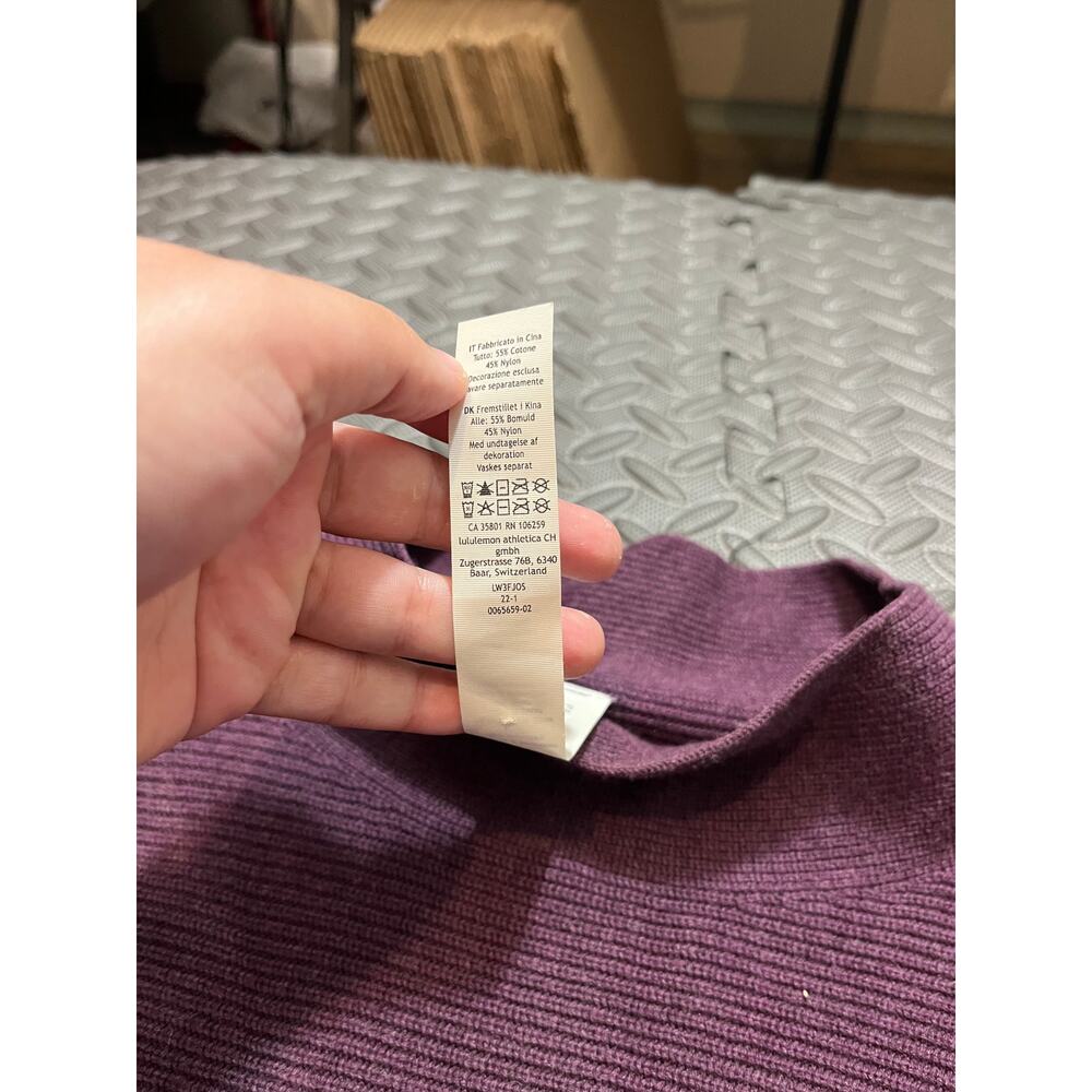 Lululemon Women Ribbed Knit Boxy Cotton-Blend Mock Neck Sweater Purple Size XS/S - Picture 3 of 7